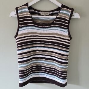 Pierre Cardin M Vintage 90s Cottagecore Grandmacore Academia Striped Knit Vest